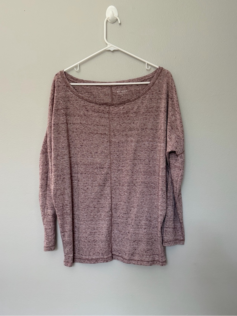 Athleta Essence Flow Top- Mauve Long-Sleeve Boat Neckline